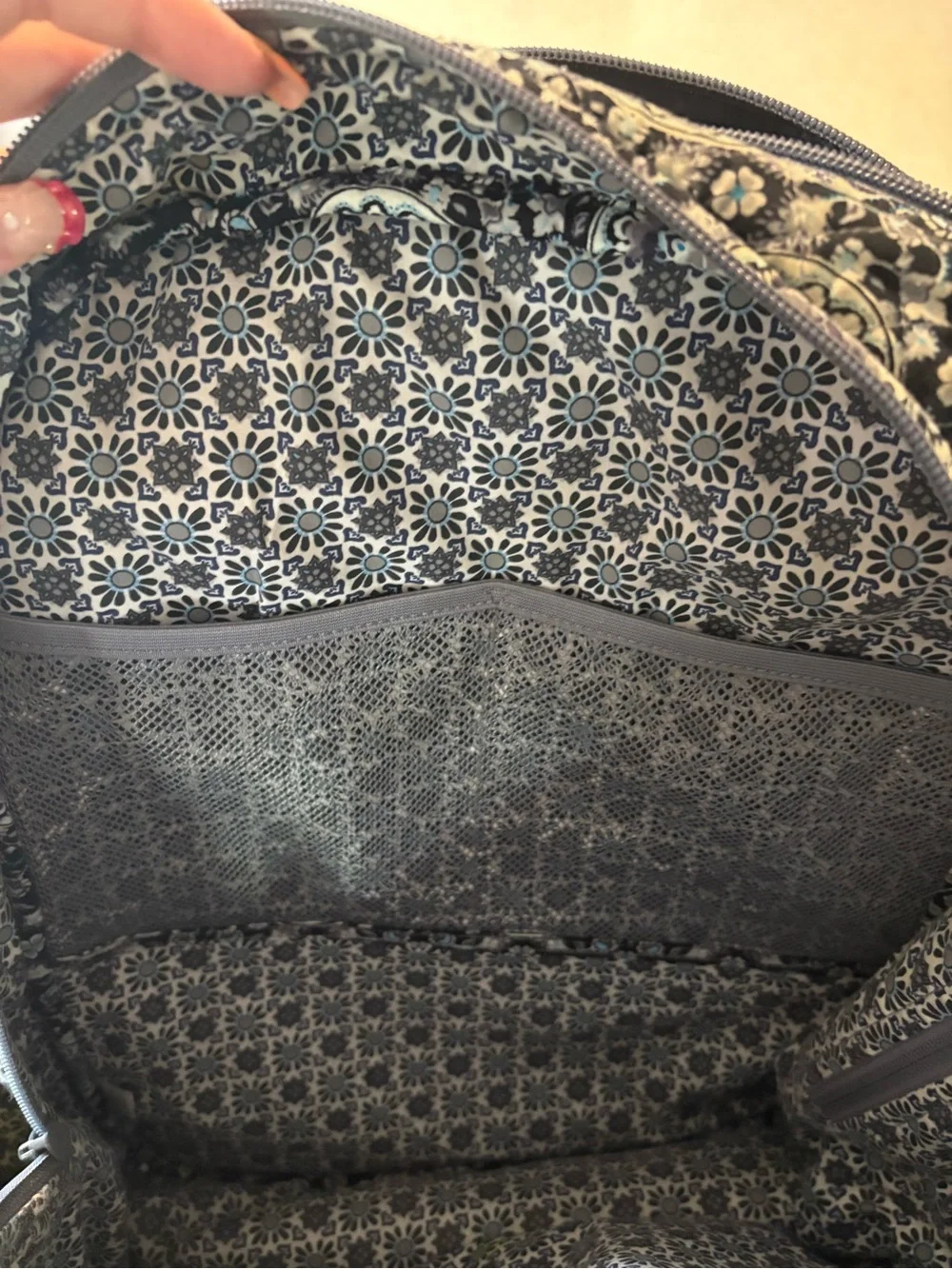 Vera Bradley Black and Gray Quilted Medallion Backpack